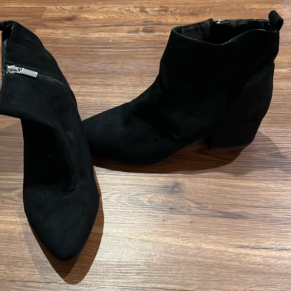 Ladies black suede ankle boots